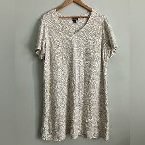 NICOLE MILLER Tan and White Linen Blend V-Neck Shift Dress Size XXL